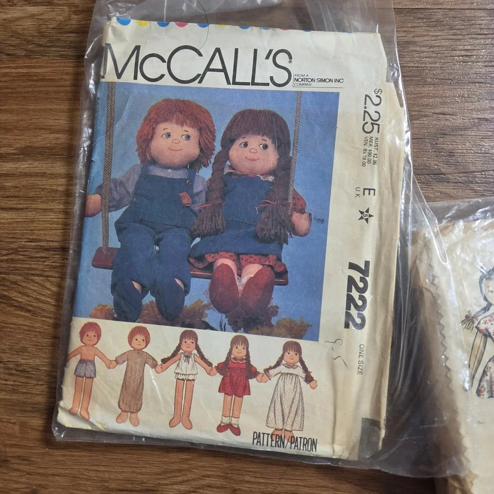 Vintage Lot Doll Sewing Pattern Vogue 624 McCall's 7222 Butterick Du Barry 5972